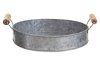 Galvanised Steel Round Tray with Wood Handles | Drummond