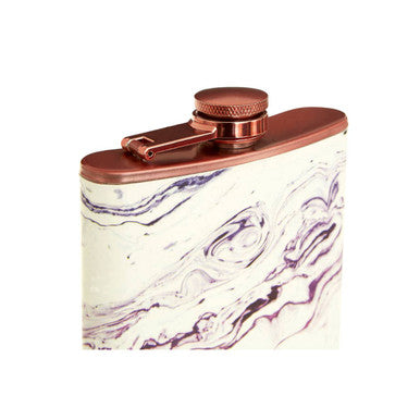 Marble Effect Rose Gold Hip Flask | Auden