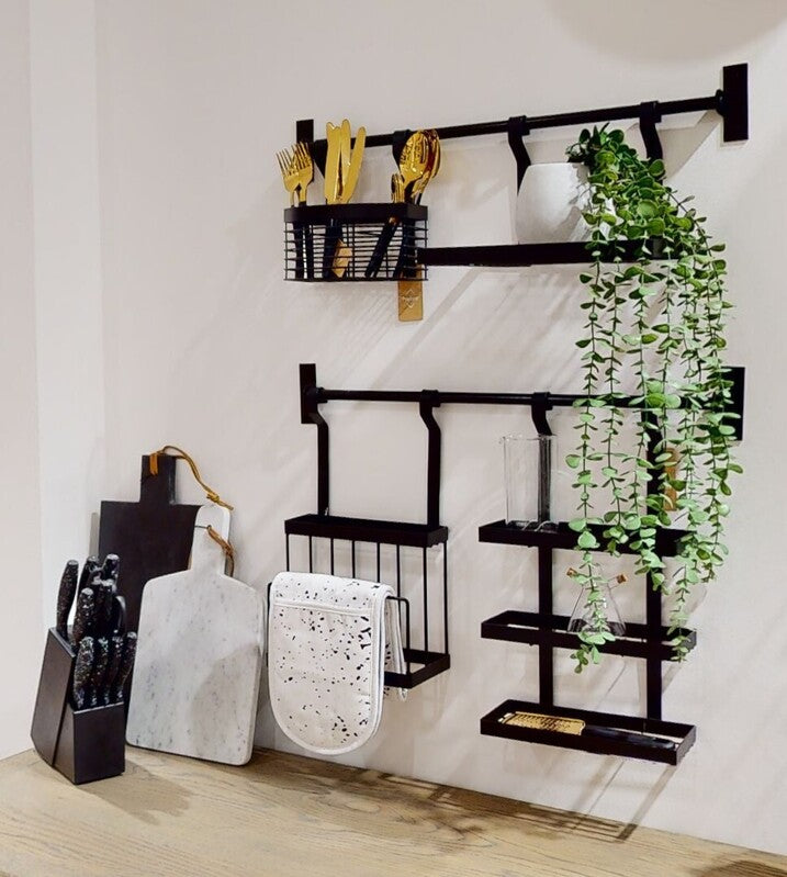 Matt Black Hanging Shelf Storage Rack | Sorello