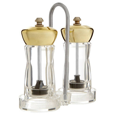 Gold Salt and Pepper Mill Set on Stand | Cody
