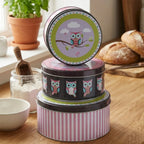 Set of Three Happy Owls Storage Tins | Paice