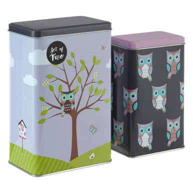 Set of 2 Happy Owls Storage Canisters | Paice
