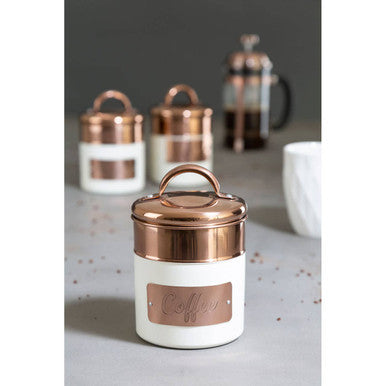 Cream and Copper Coffee Canister | Prescott