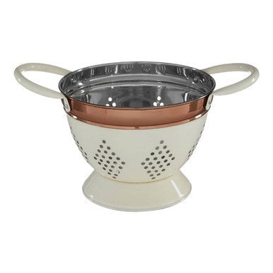 Small Cream and Copper Colander | Prescott