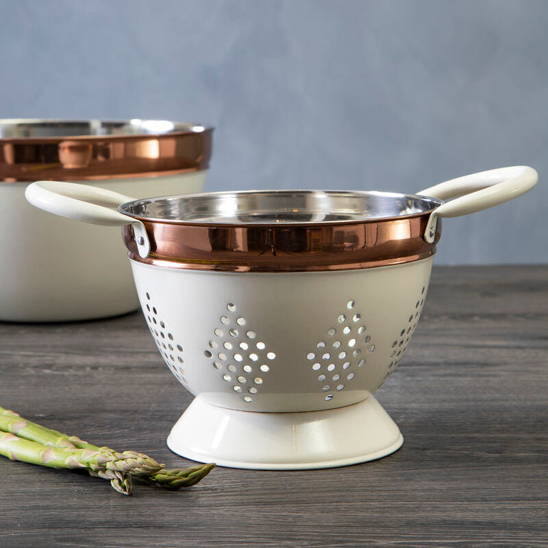 Small Cream and Copper Colander | Prescott