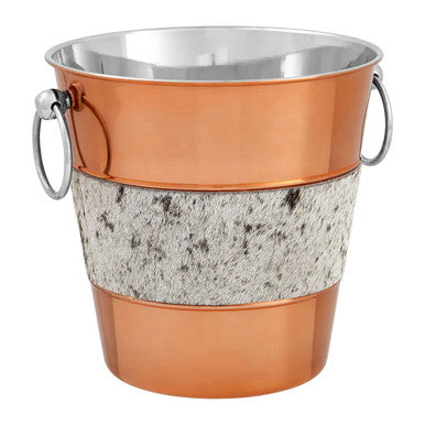 Copper Finish and Hair on Leather Champagne Bucket | Albany