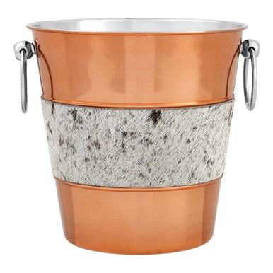 Copper Finish and Hair on Leather Champagne Bucket | Albany