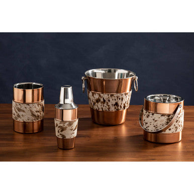 Copper Finish and Hair on Leather Champagne Bucket | Albany