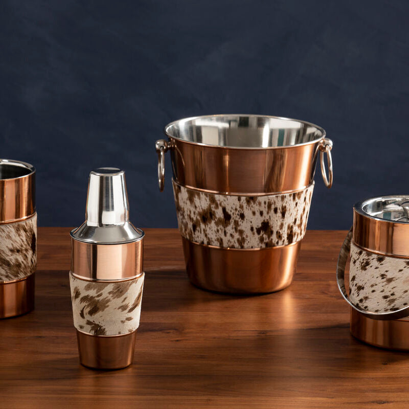 Copper Finish and Hair on Leather Cocktail Shaker | Albany