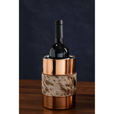 Copper Finish and Hair on Leather Wine Cooler | Albany