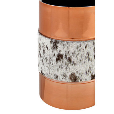 Copper Finish and Hair on Leather Wine Cooler | Albany