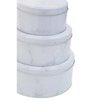 Set of Three White Marble Effect Storage Tins | Paice