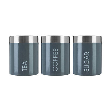 Set of 3 Grey Enamel Canisters | Liberty