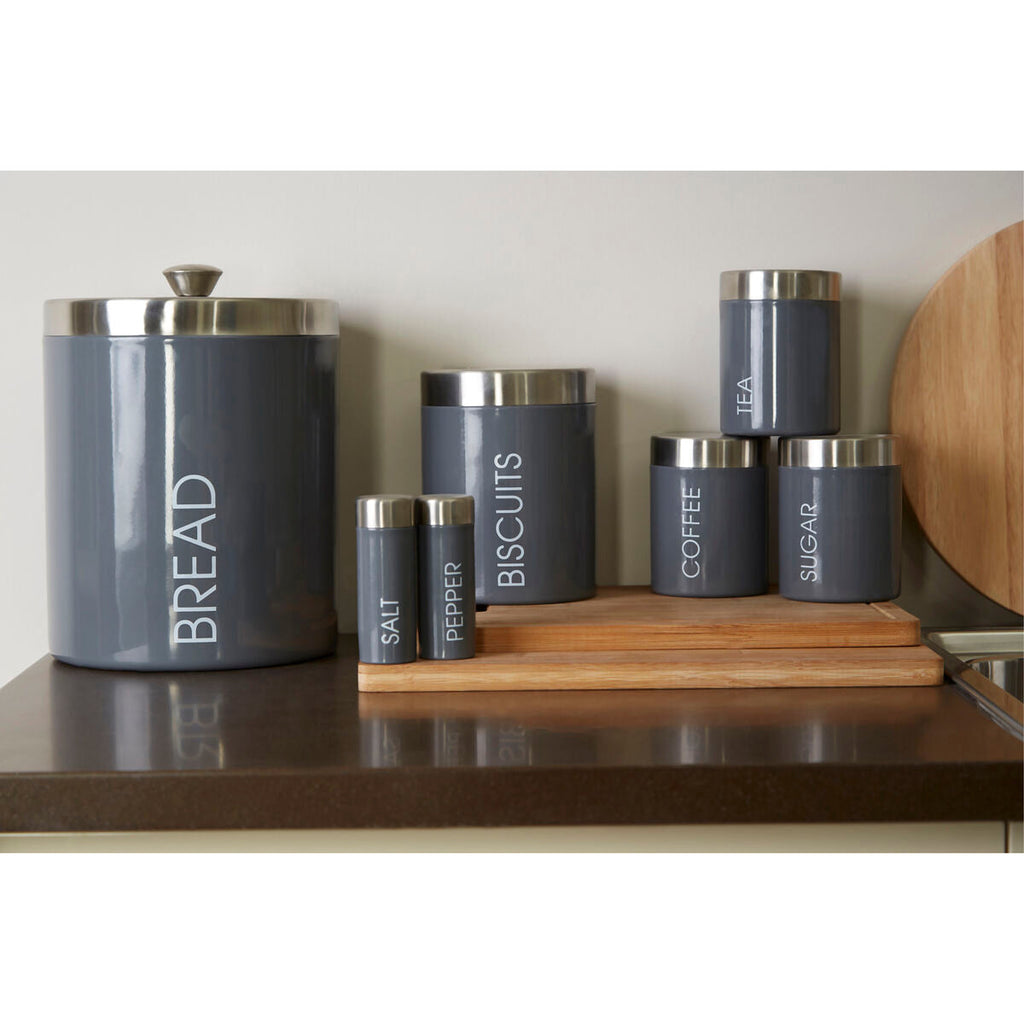 Set of 3 Grey Enamel Canisters | Liberty