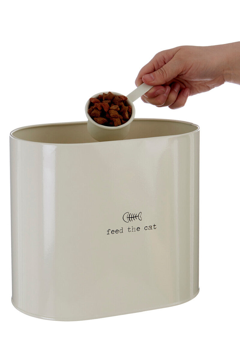 Cream Cat Food Storage Bin with Scoop 6.5 Litre | Adore Pets