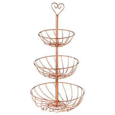 3 Tier Rose Gold Finish Fruit Basket | Kuper