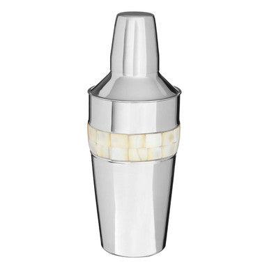 Silver Cocktail Shaker with Mother of Pearl Inlay | Mixology