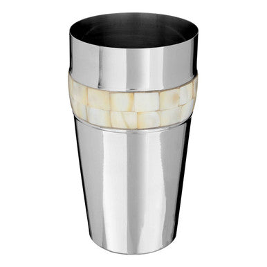 Silver Cocktail Shaker with Mother of Pearl Inlay | Mixology