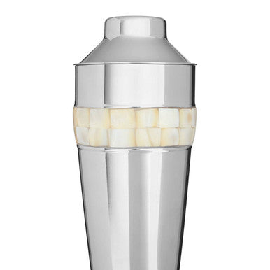Silver Cocktail Shaker with Mother of Pearl Inlay | Mixology