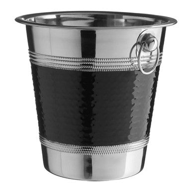 Stainless Steel with Black Band Champagne Bucket | Mixology
