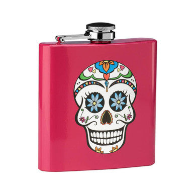 Pink Hip Flask Skull Design | Auden