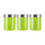 Lime Green Enamel Tea Coffee & Sugar Set
