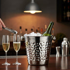 Hammered Effect Stainless Steel Ice Bucket | Mixology