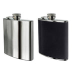 Black Leather Effect Stainless Steel Hip Flask Set | Black Hip Flask