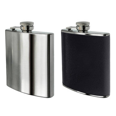 Black Leather Effect Stainless Steel Hip Flask Set | Black Hip Flask
