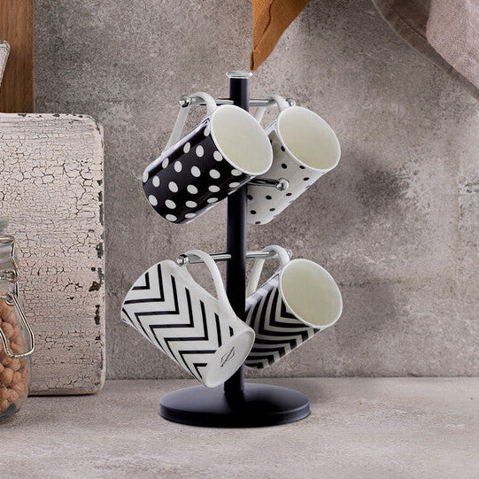Matt Black Metal 6 Cup Mug Tree | Hirano