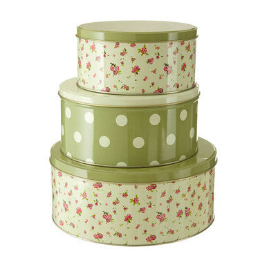 Set of Three Round Storage Tins | Rose Cottage
