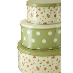Set of Three Round Storage Tins | Rose Cottage