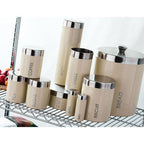 Set of 3 Cream Enamel Tea Coffee and Sugar Canisters | Liberty
