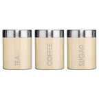 Set of 3 Cream Enamel Tea Coffee and Sugar Canisters | Liberty