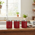 Red Enamel Tea Coffee And Sugar Set