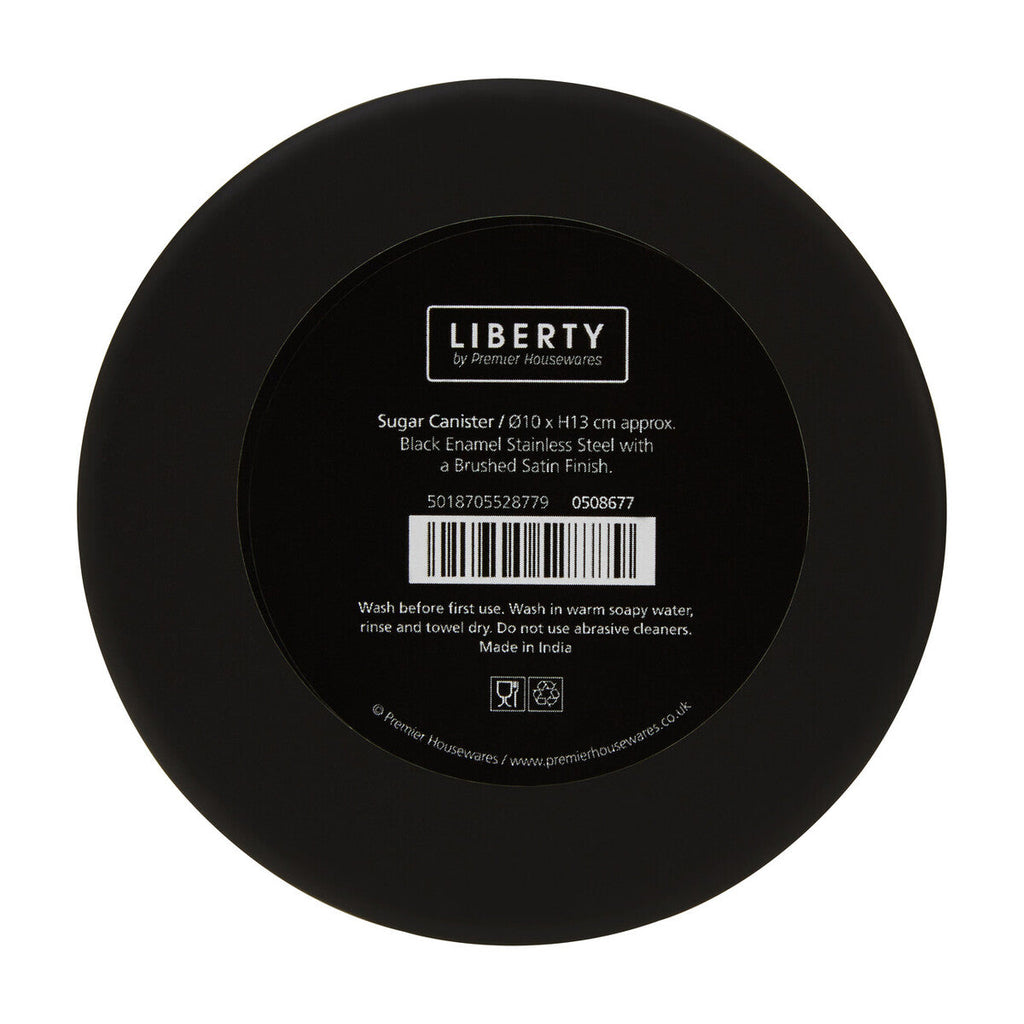 Black Enamel Sugar Canister with Silver Lid | Liberty