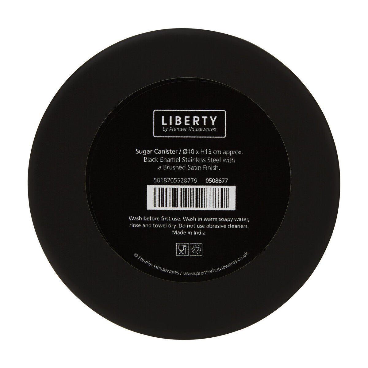Black Enamel Sugar Canister with Silver Lid | Liberty