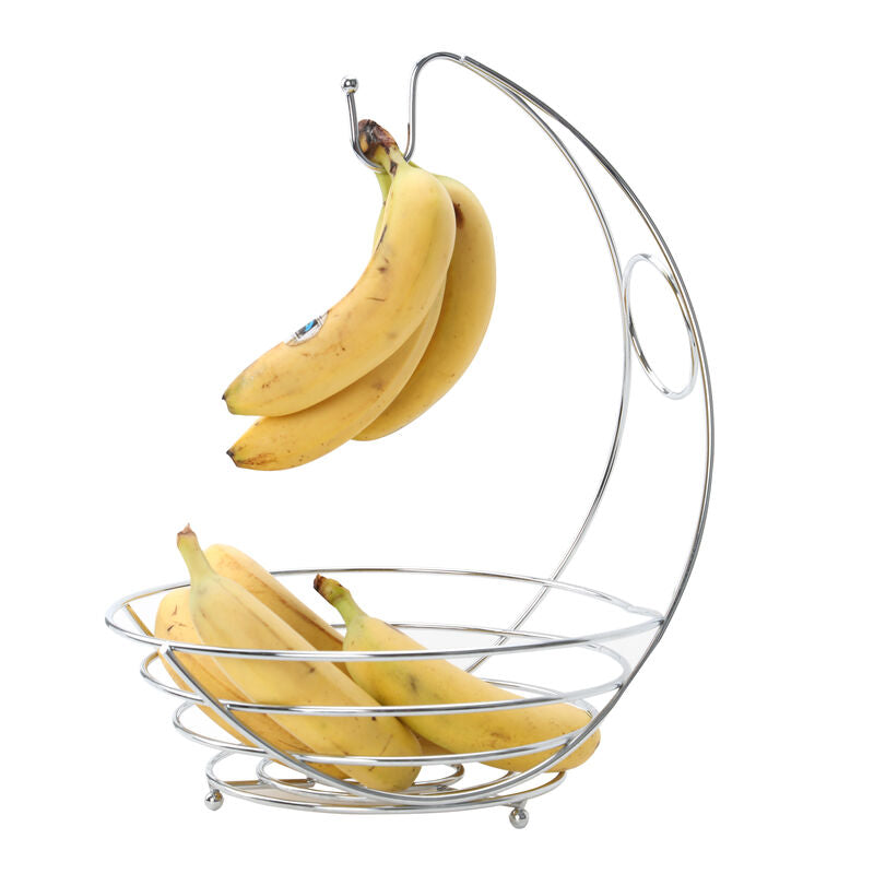 Chrome Fruit Bowl and Banana Hanger | Kaya