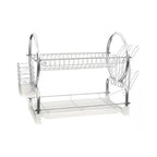 2 Tier Dish Drainer with White Plastic Tray | Laurie