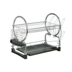 2 Tier Dish Drainer with Black Plastic Tray | Laurie