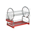 2 Tier Dish Drainer with Red Plastic Tray | Laurie