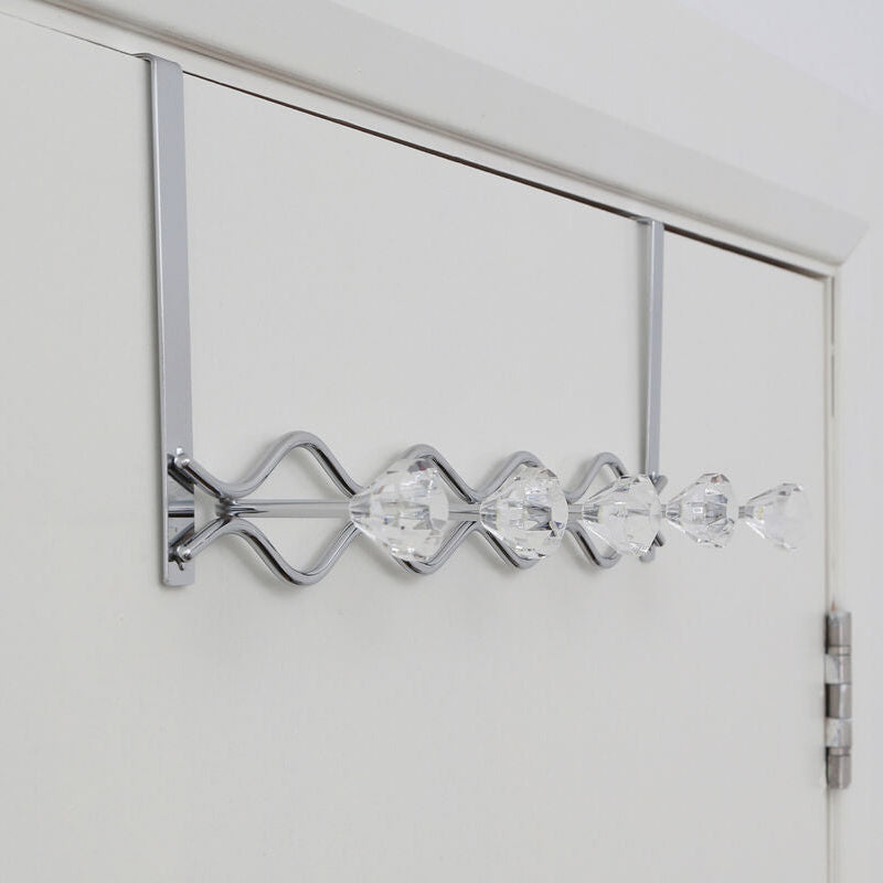 Chrome Over Door Hanger with Five Diamante Hooks | Jaxen