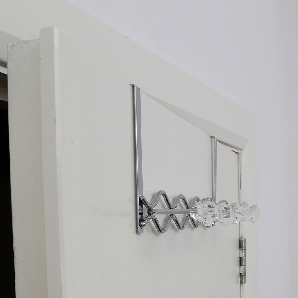 Chrome Over Door Hanger with Five Diamante Hooks | Jaxen