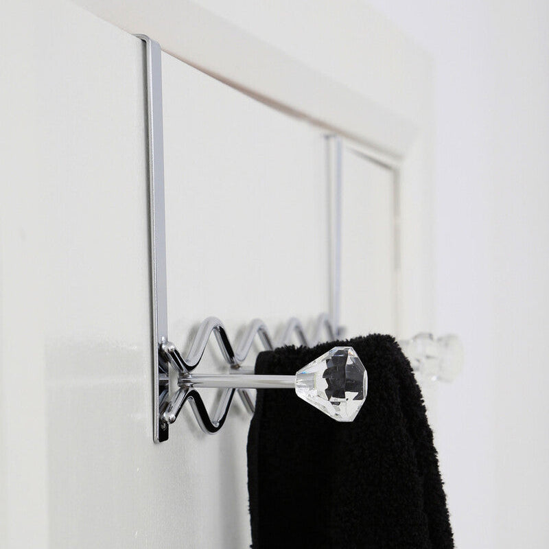 Chrome Over Door Hanger with Five Diamante Hooks | Jaxen