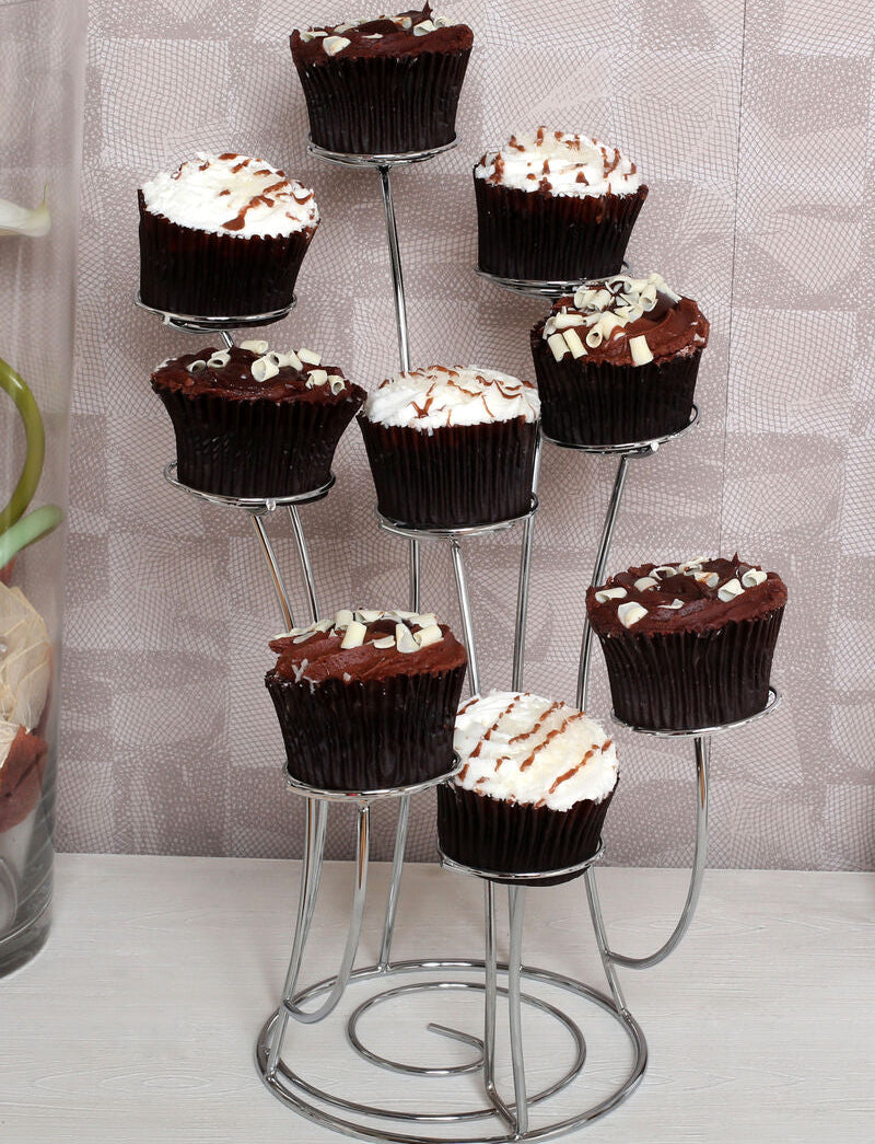 Swirl Chrome 9 Cup Cake Stand | Chrome Swirl