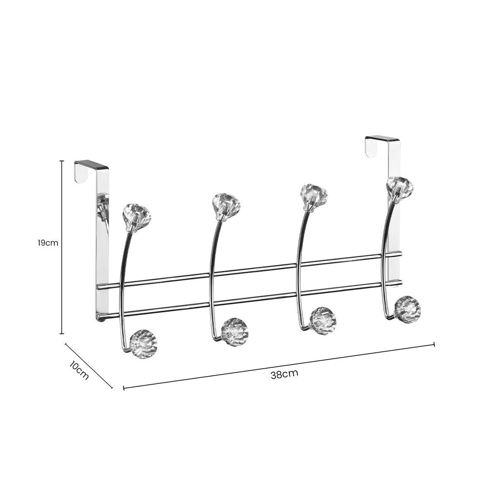 Chrome Over Door Hanger with Eight Diamante Hooks | Jaxen