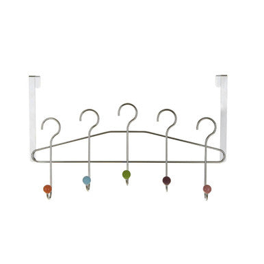 Chrome 5 Hook Over Door Hanger with Multi Coloured Ceramic Balls | Jaxen