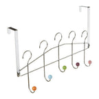 Chrome 5 Hook Over Door Hanger with Multi Coloured Ceramic Balls | Jaxen