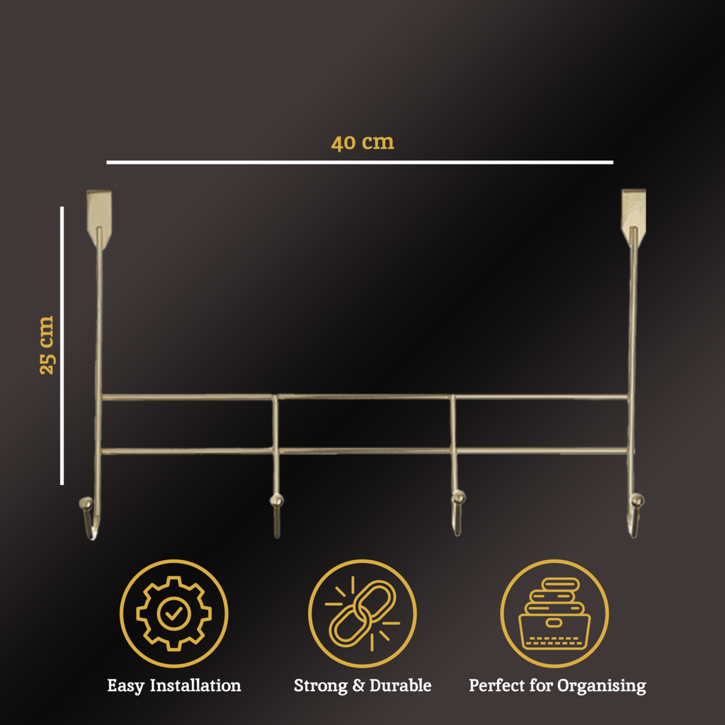 4 Hook Champagne Gold Over Door Hanger | Jaxen