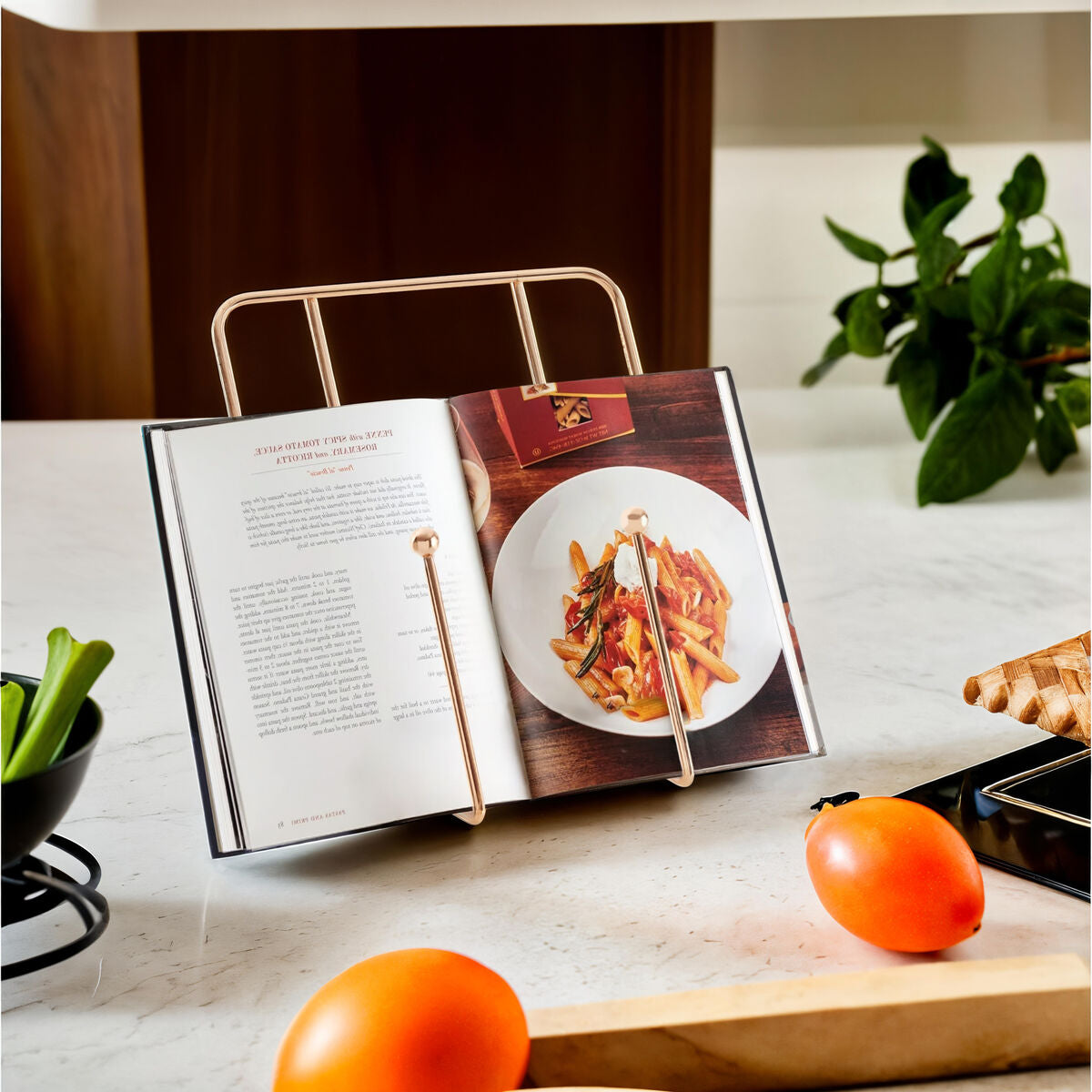 Cookbook Stand with Copper Finish | Reyna